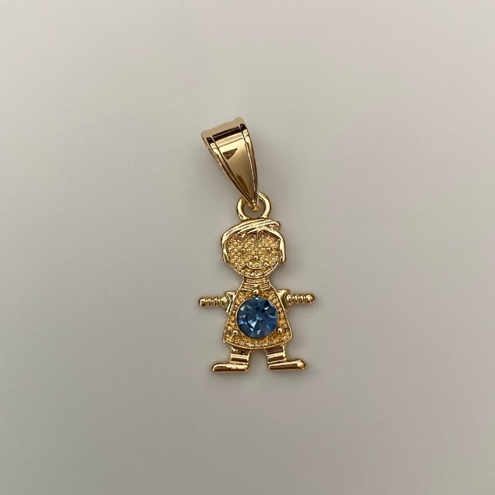 December (Blue Topas) Gold Plated Boy Pendant